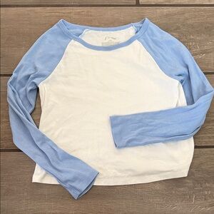 Art Class Blue White Long Sleeve Raglan Tee